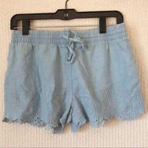 embroidered chambray shorts